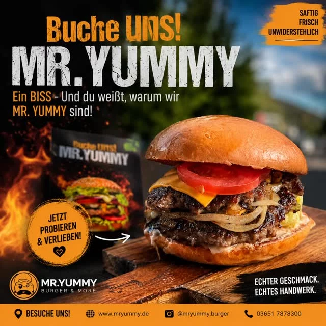 🍔🔥 Frisch vom Grill. Saftig bis zum letzten Biss.Bei MR. YUMMY bekommst du keine gewöhnlichen Burger – sondern echten Geschmack, frische Zutaten und pure Leidenschaft auf jedem Bun.Ob gemütlich mit Freunden oder einfach für den perfekten Burger-Moment zwischendurch – wir sind bereit für deinen Hunger! 😍📍 Jetzt vorbeikommen & probieren💥 Ein Biss – und du weißt, warum wir MR. YUMMY sind!#MrYummy #BurgerLiebe #BurgerTime #FoodLover #Cheeseburger SmashBurger BurgerRestaurant FreshBurger BurgerAddict Nagold Foodporn BurgerFans Lecker BurgerGram FoodieGermany